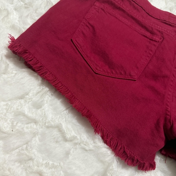 PAIGE Women's Vibrant Red Jean Shorts - Picture 8 of 9